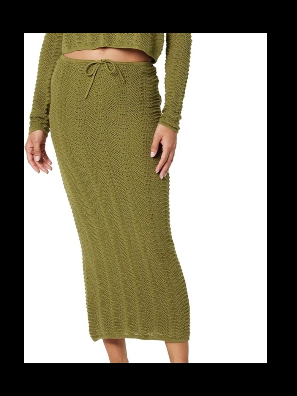 Knit Olive Maxi Skirt with Adjustable Drawstring Waist